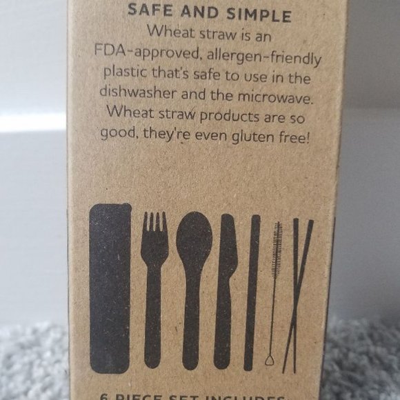 SET OF TWO (2) ON-THE-GO WHEAT STRAW UTENSIL SET - BLACK - NEW/BOXED - Picture 2 of 5